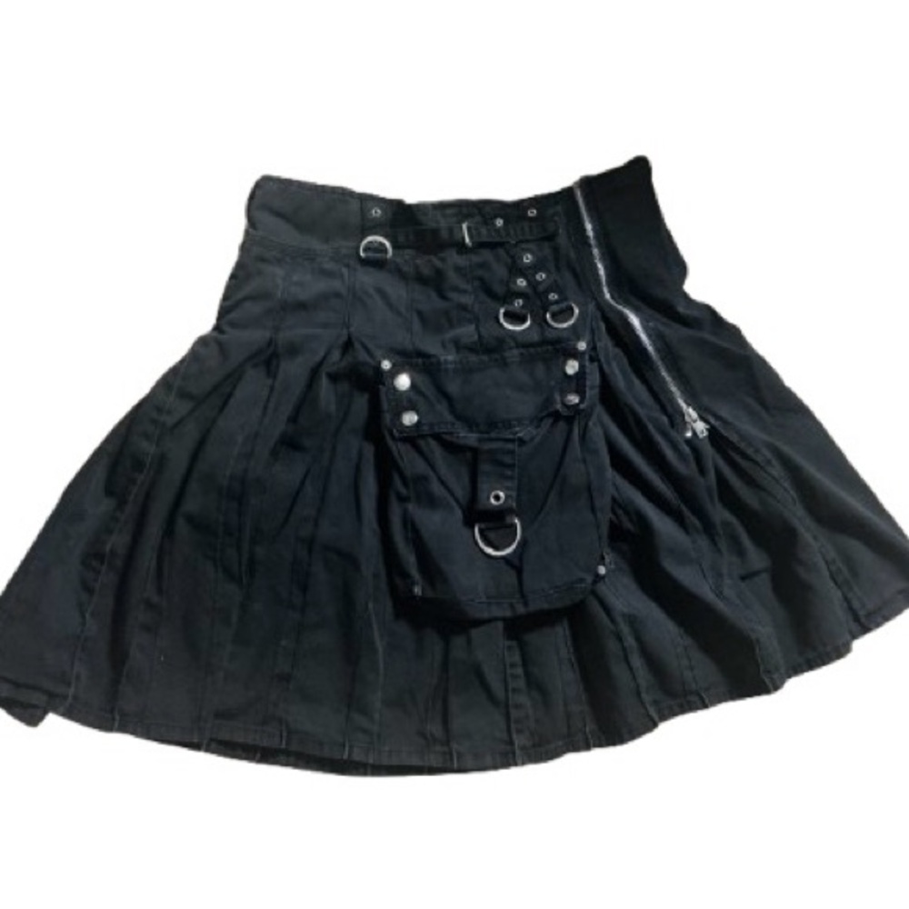 Tripp NYC Men’s Daang Goodman Black Denim Goth Bondage Metal Punk Kilt Large - Picture 5 of 6